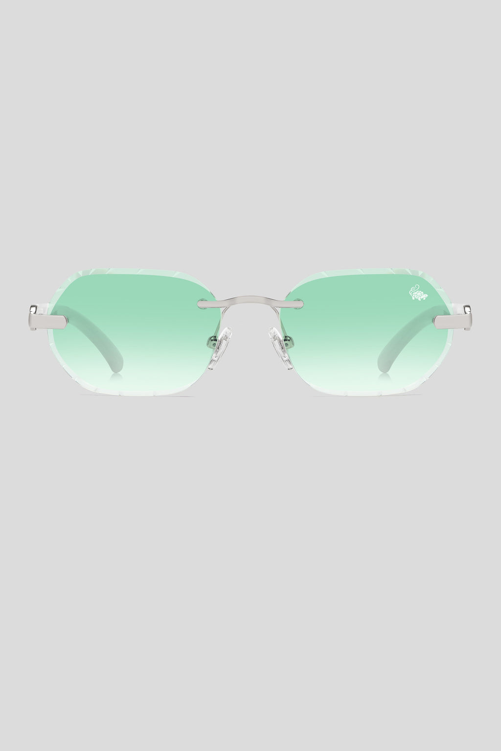 Diamond Cut Willow Green Silver | White