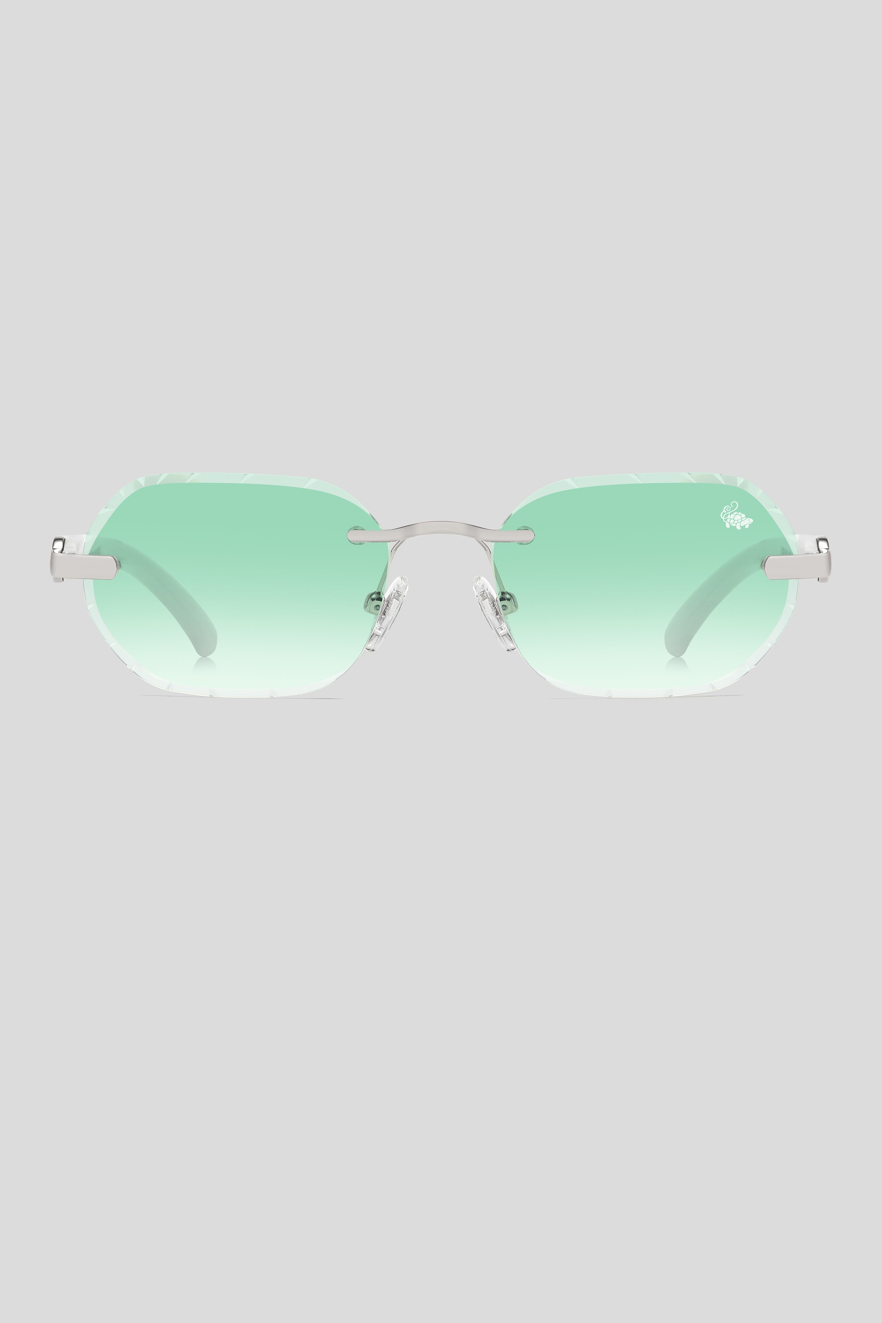 Diamond Cut Willow Green Silver | White