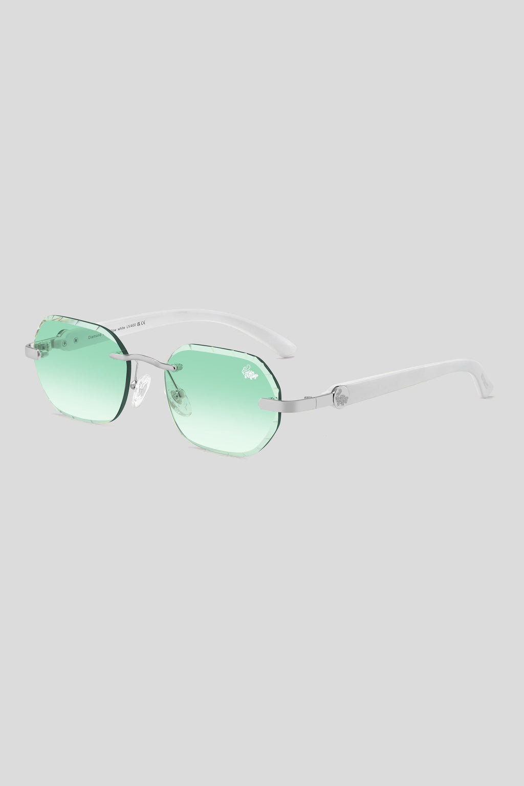 Diamond Cut Willow Green Silver | White