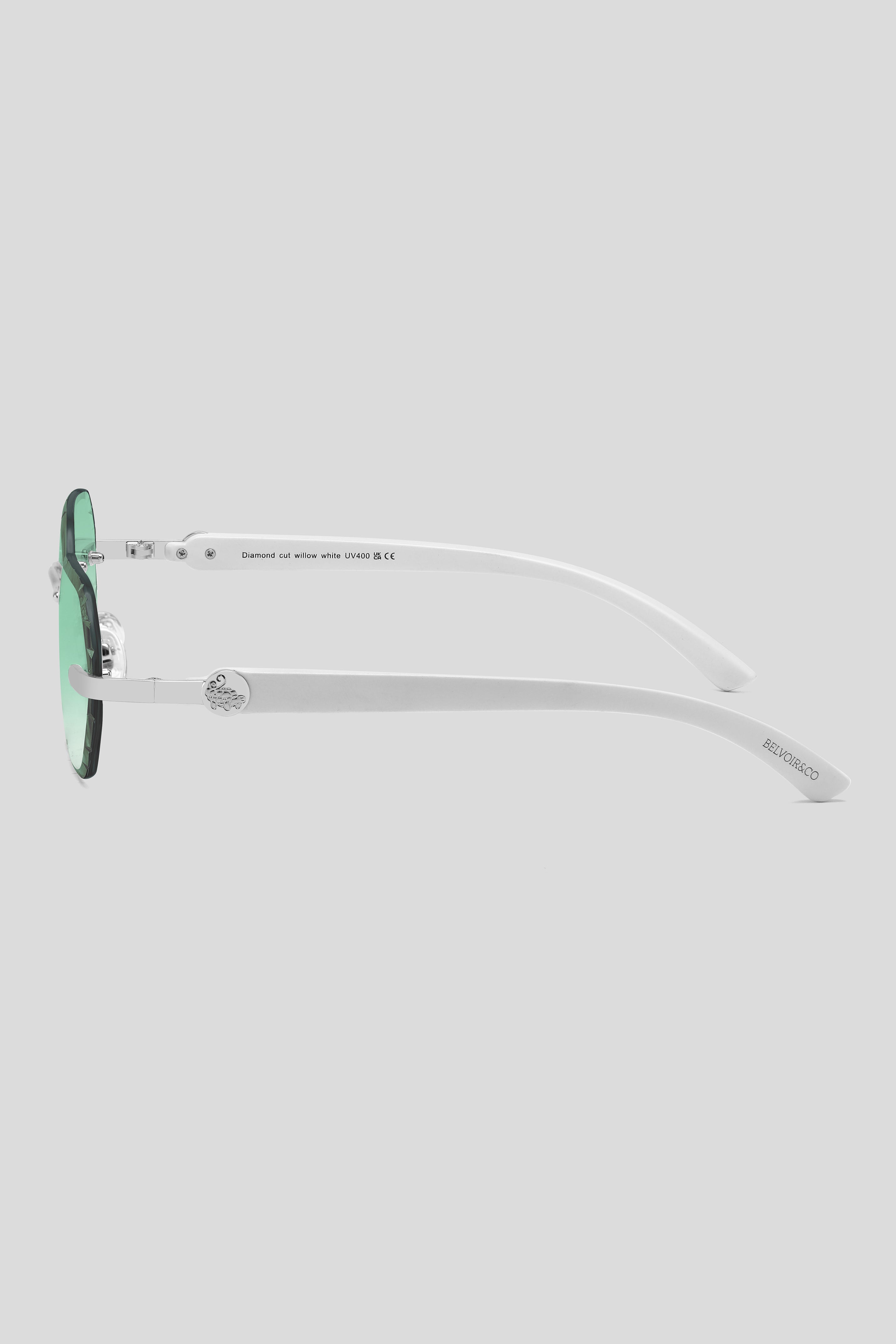 Diamond Cut Willow Green Silver | White